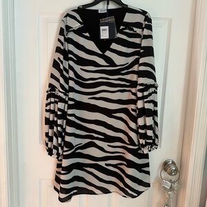 Zebra Print Long Sleeve Dress
